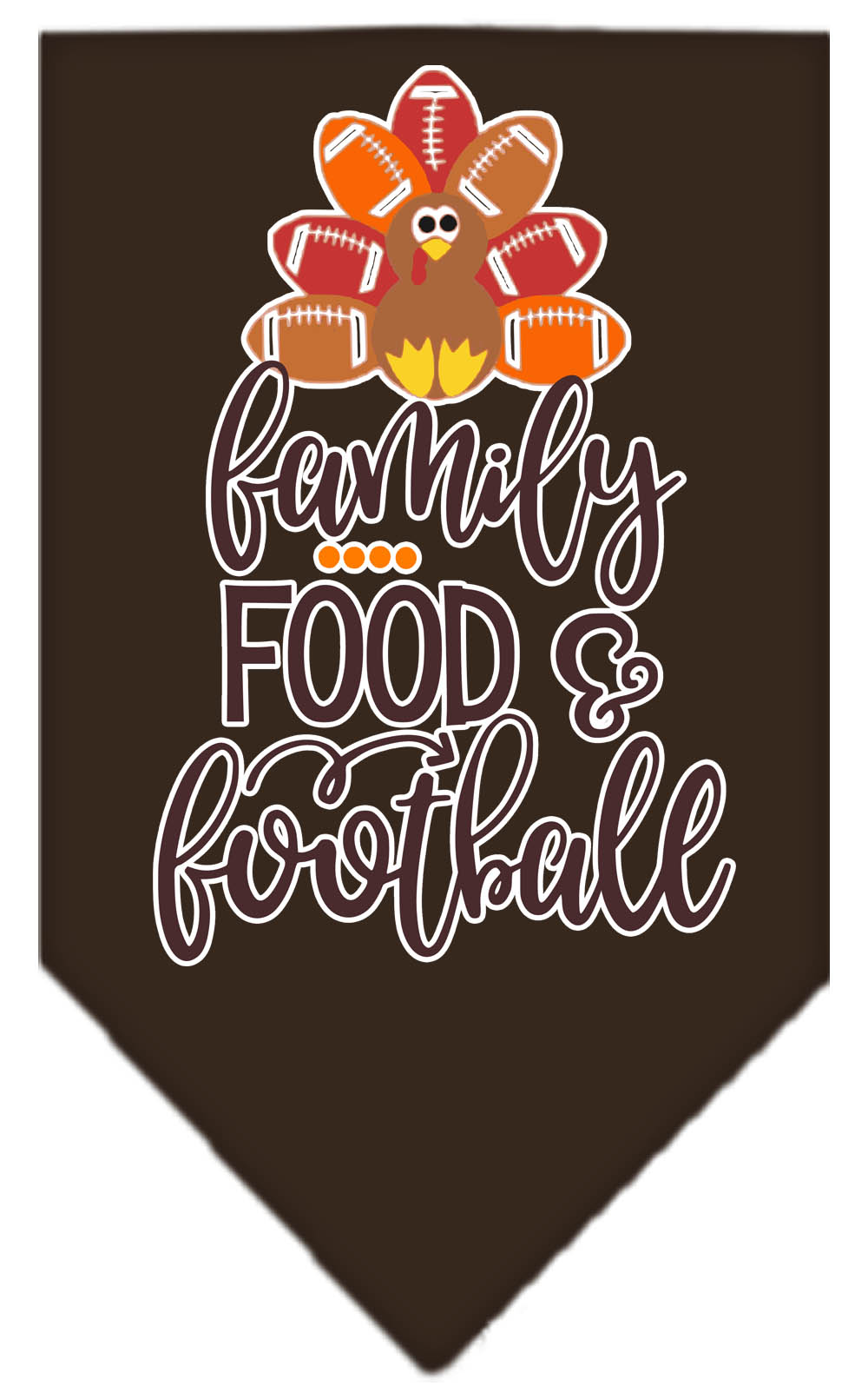 Family, Food, and Football Screen Print Bandana Cocoa Large